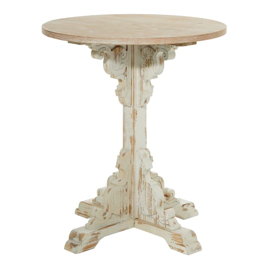 2.5Ft White Chinese Fir Farmhouse Accent Table By Ivory And Iris | 26" x 26" x 29" | Michaels®